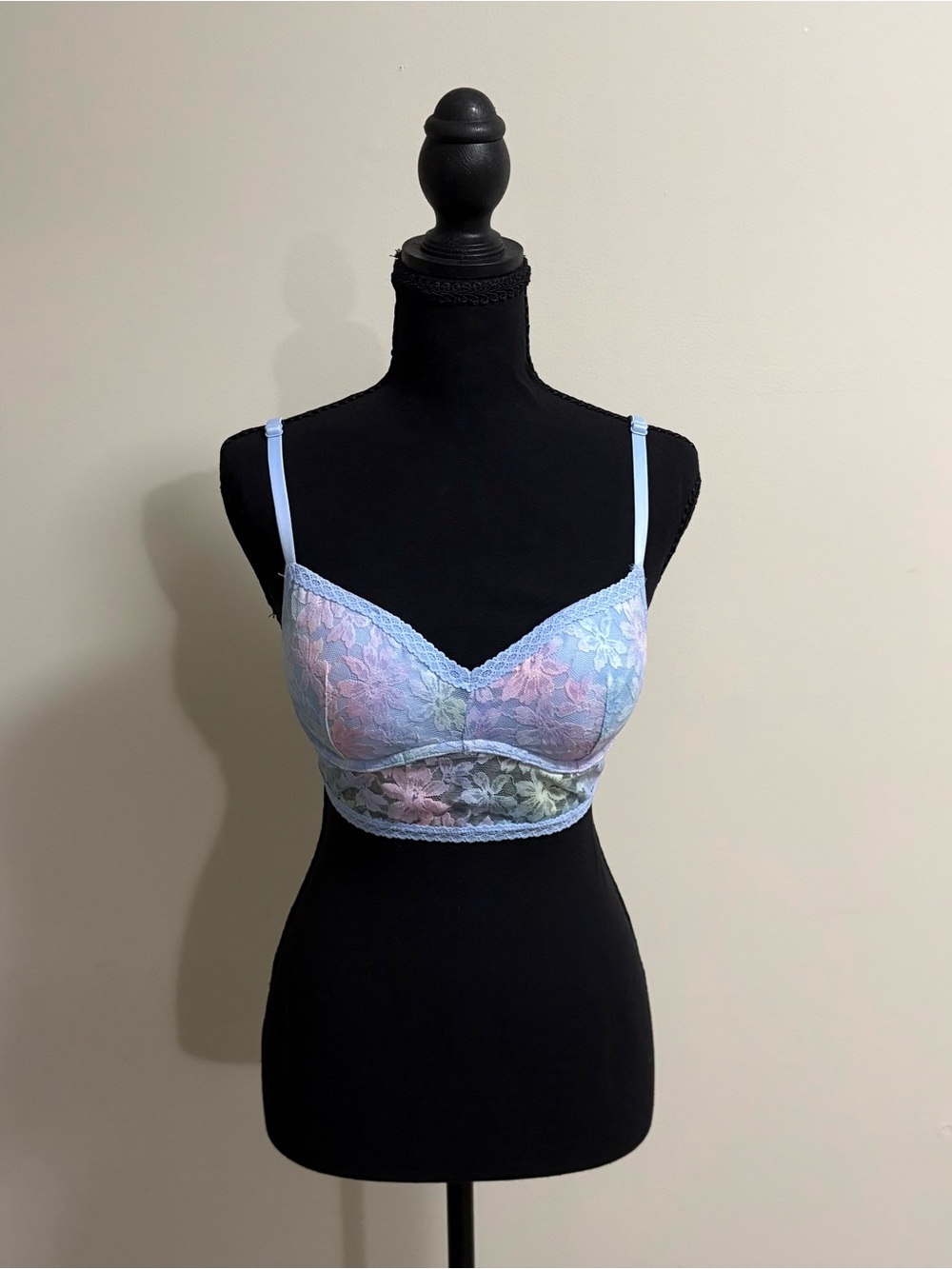 PINK Victoria's Secret Pastel Floral Lace Bralette in Blue and Multicolor
